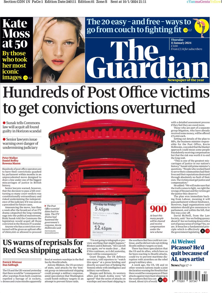 The Guardian - Hundreds of Post Office victims to get convictions overturned 