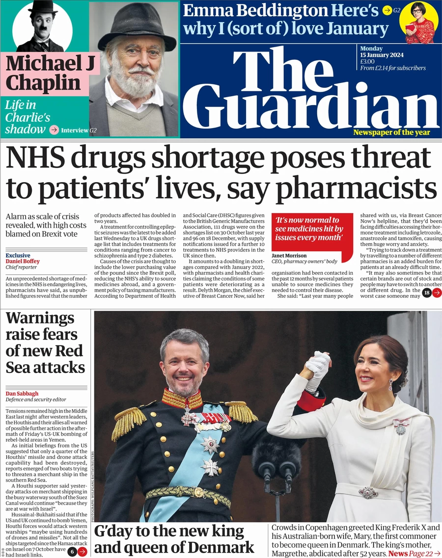 The Guardian - NHS drug shortage poses threat to patients’ lives, say pharmacist 
