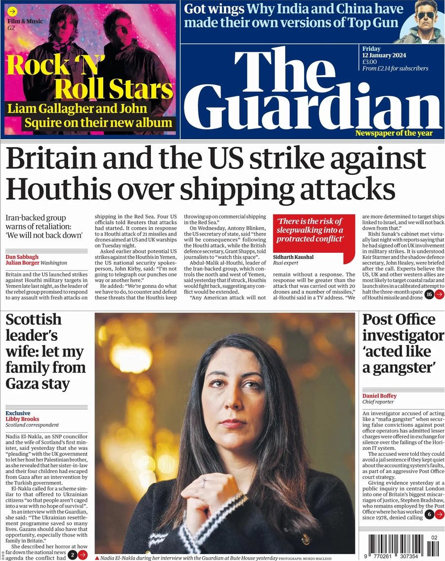 The Guardian - Britain and US poised to launch strikes against Houthis in Yemen 