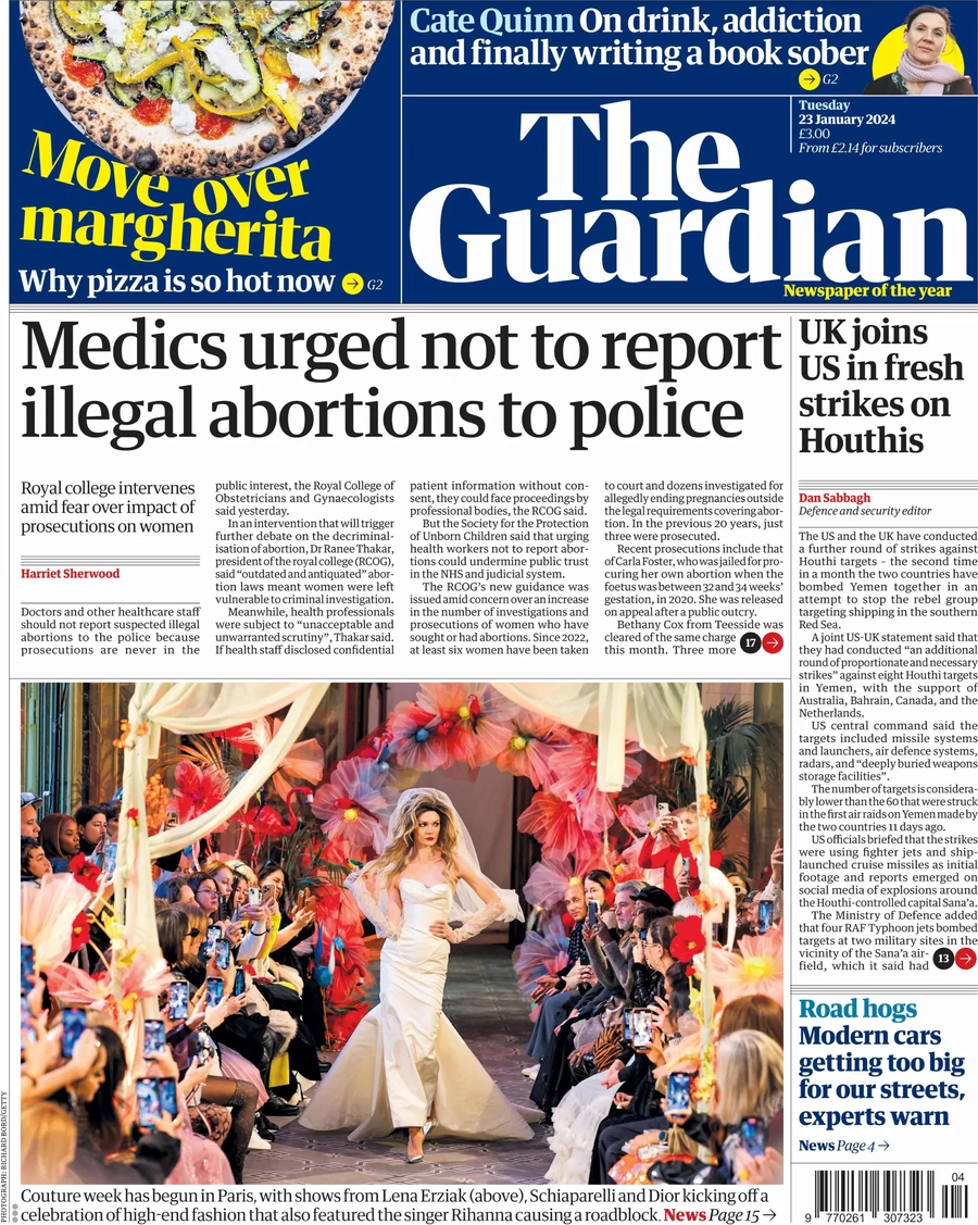 The Guardian - Medics urged not to report illegal abortions to police 