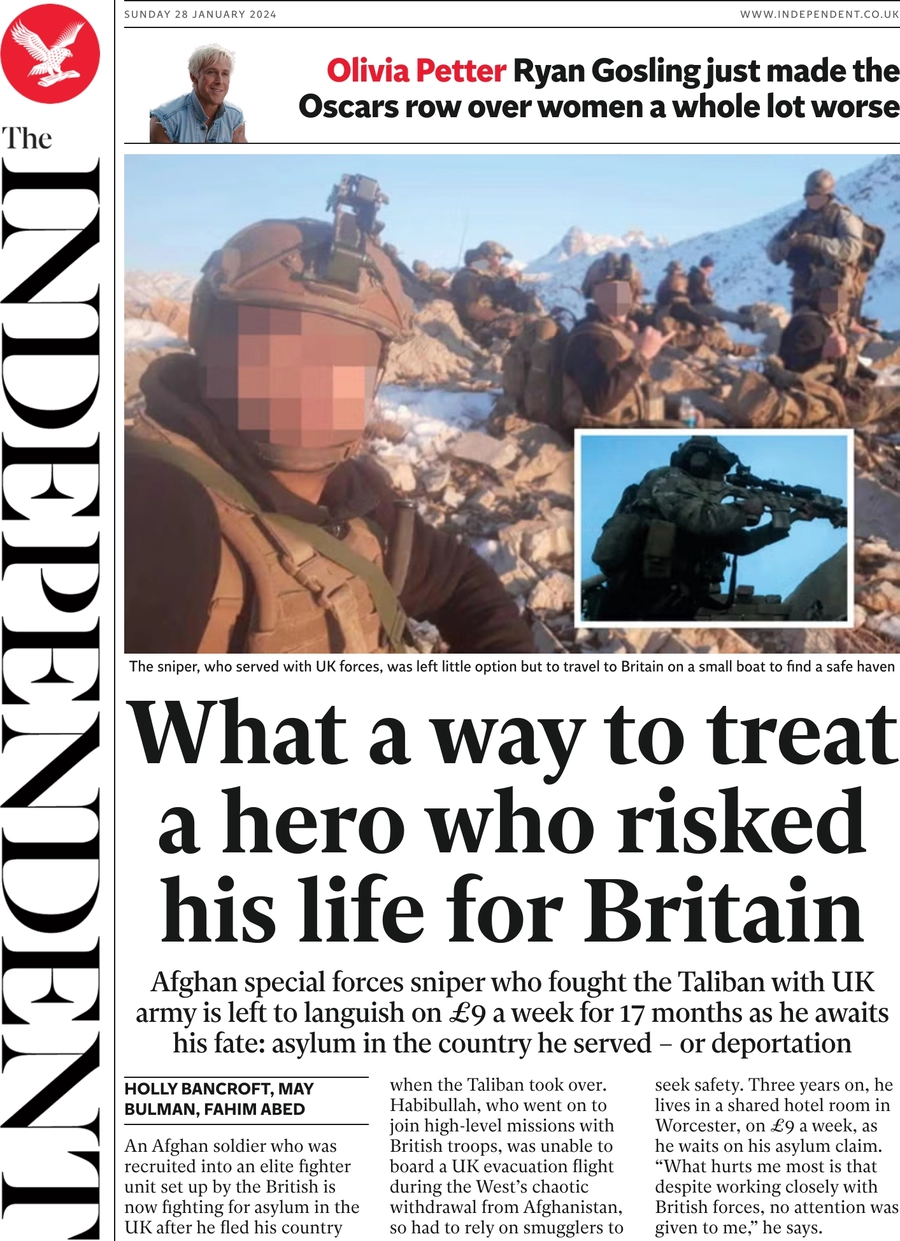 The Independent - What a way to treat a hero who risked his life for Britain 