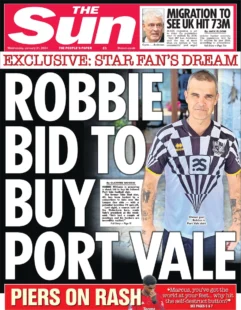 The Sun – Robbie bid to buy Port Vale