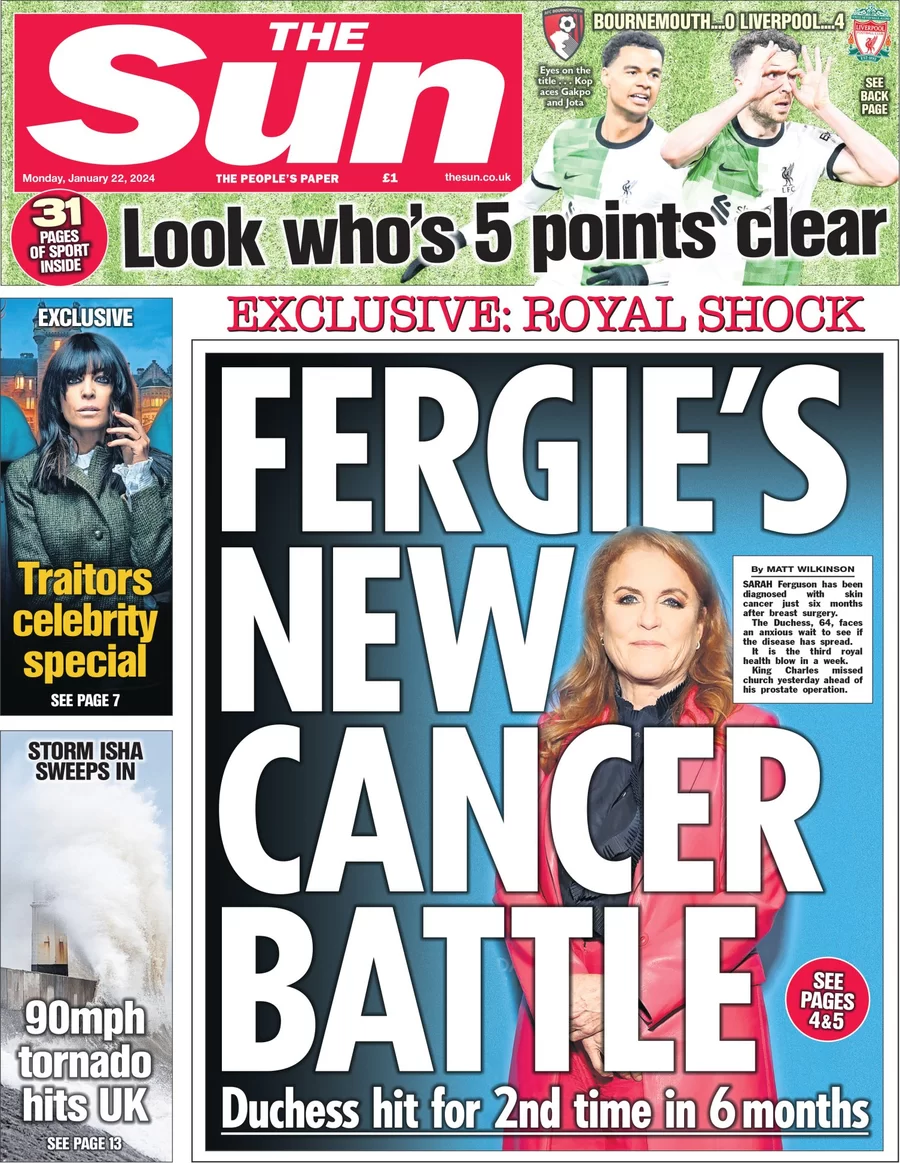 The Sun - Fergie new cancer battle