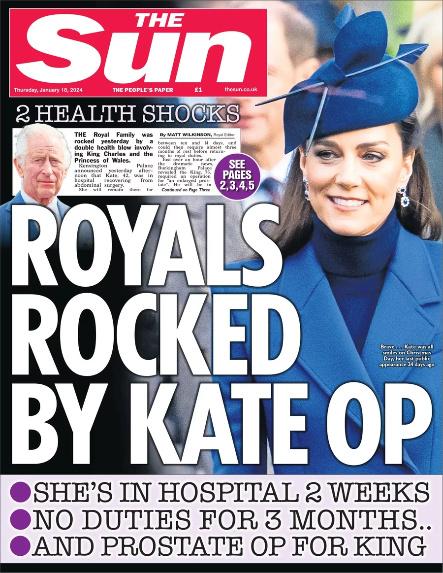 The Sun - Royals rocked by Kate op 