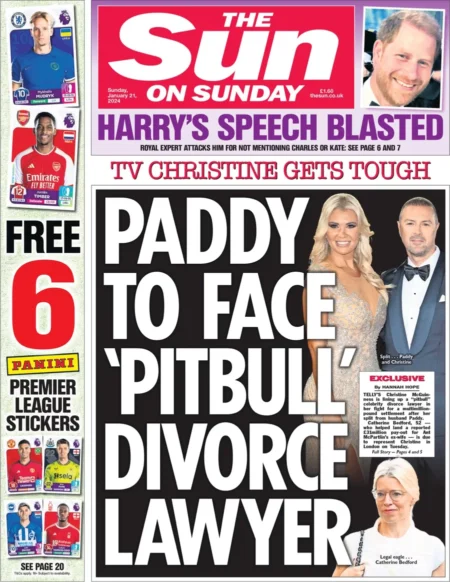 The Sun on Sunday – Paddy to face pitbull divorce lawyer