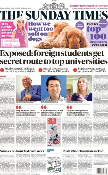 The Sunday Times – Exposed: foreign students get secret route to top universities
