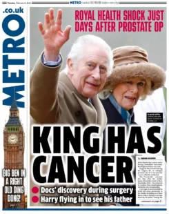 Metro – King has cancer 