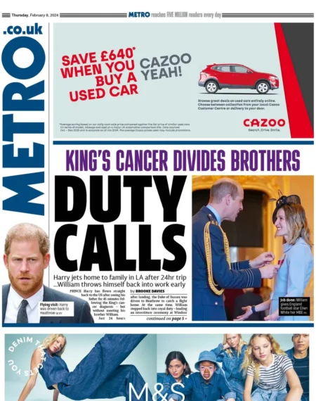 Metro – King’s cancer divides brothers: Duty calls 