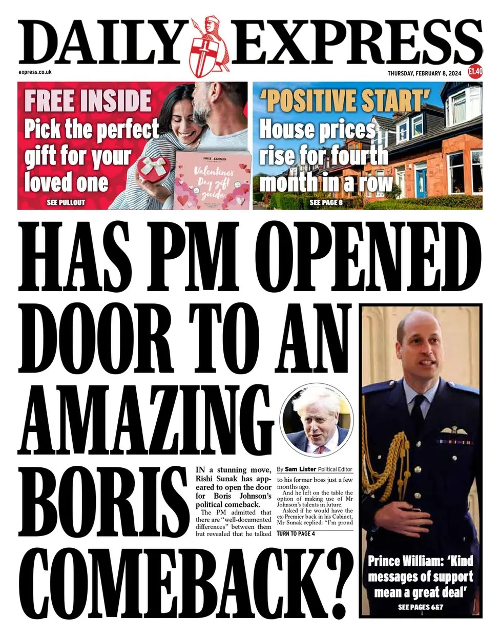Daily Express - Has PM opened door to Boris Johnson come back? 