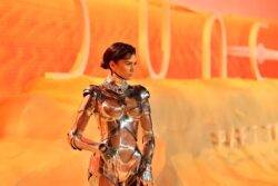 People are having really weird thoughts about Zendaya in her robot outfit at Dune II premiere