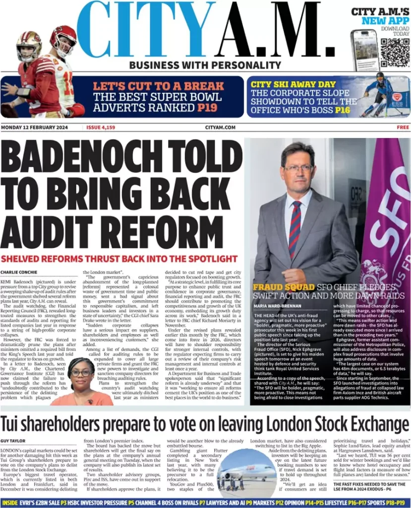 City AM – Badenoch told to bring back audit reform City AM – Badenoch told to bring back audit reform