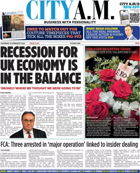 City AM – Recession for the UK economy in the balance