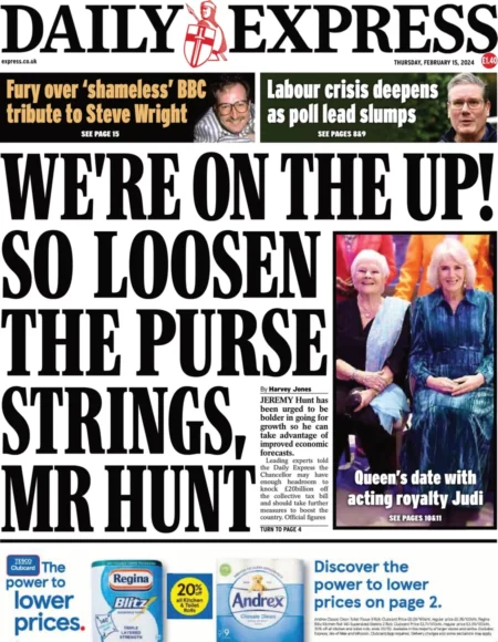 Daily Express - We’re on the up so loosen up the purse strings, Mr Hunt