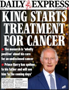 Daily Express – King starts treatment for cancer 