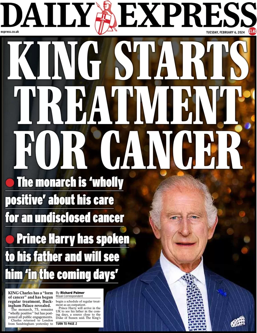 Daily Express - King starts treatment for cancer