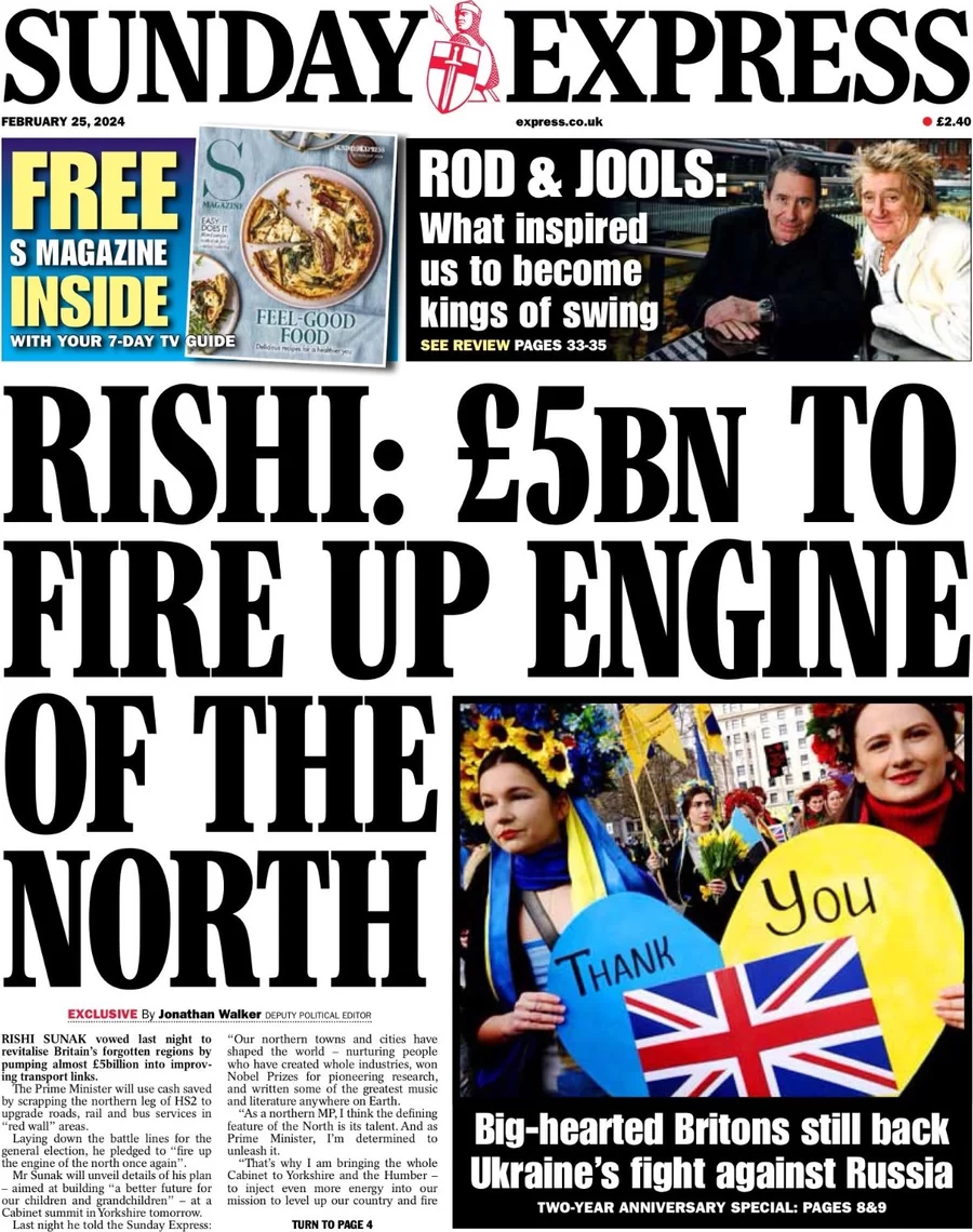 Sunday Express - Rishi: £5bn to fire up engine of the North