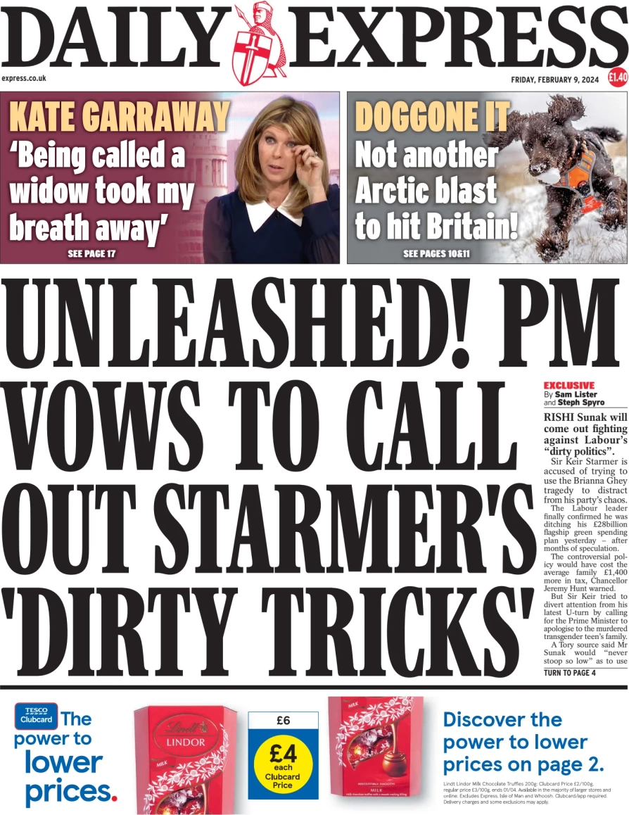 Daily Express - ‘PM vows to call out Starmer’s dirty tricks’