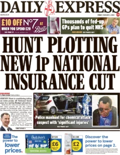 Daily Express – Hunt plotting new 1p National Insurance cut 