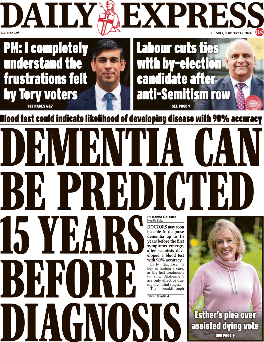 Daily Express - Dementia can be predicted 15 years before diagnosis 