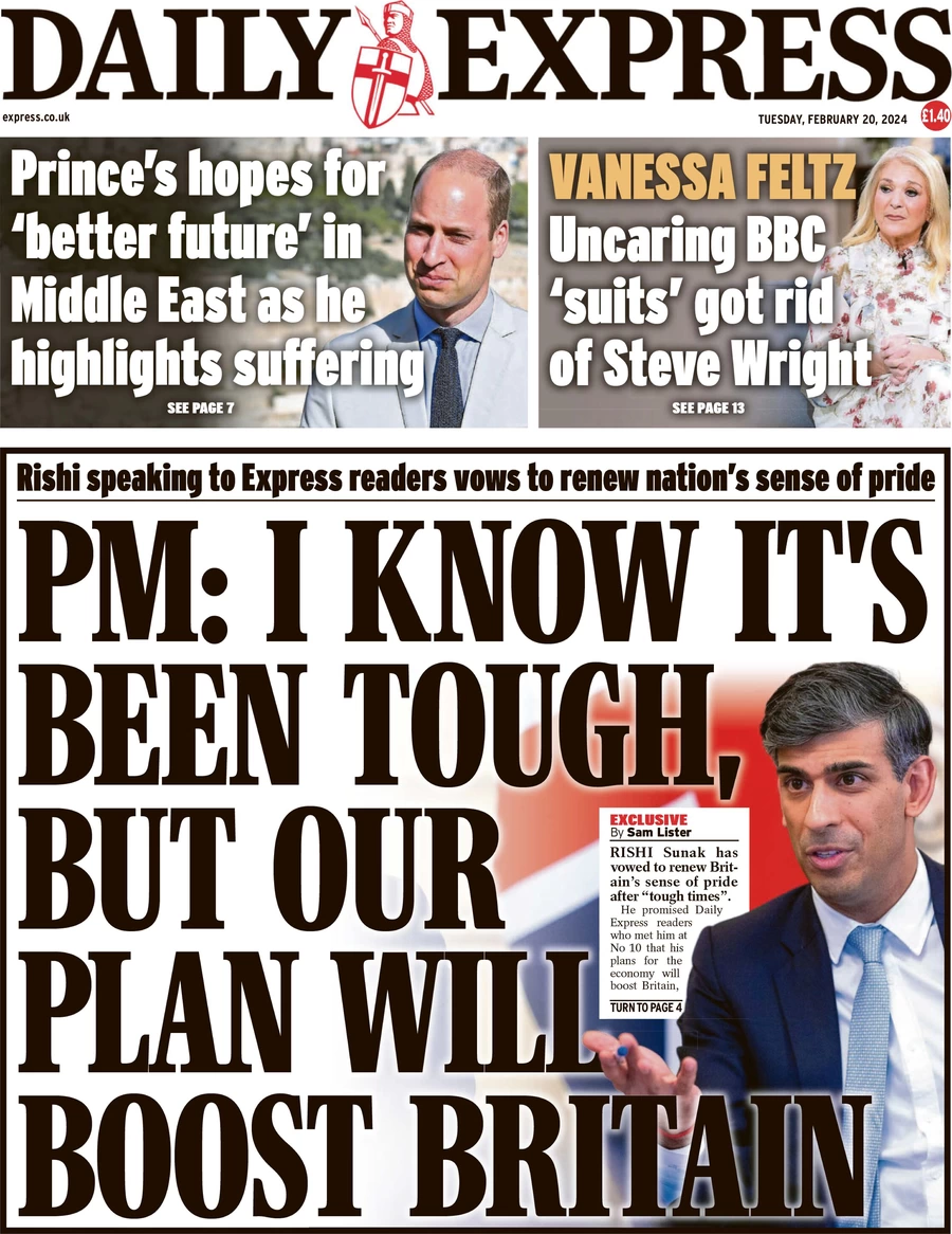 Daily Express - PM: I know it’s been tough but our plan will boost Britain 