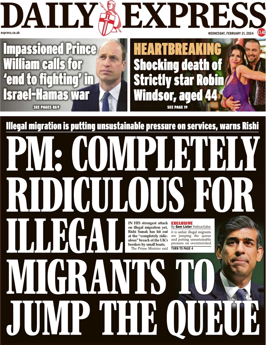 Daily Express - PM: Completely ridiculous for illegal migrants to jump the queue 