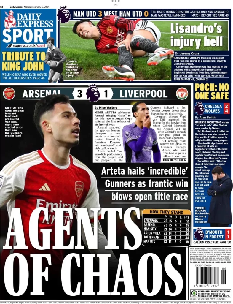 Express Sport – Arsenal 3-1 Liverpool: Agents of chaos Express Sport – Arsenal 3-1 Liverpool: Agents of chaos