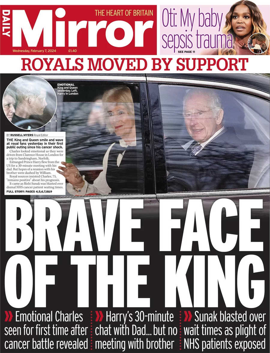 Daily Mirror - Brave face of the King 