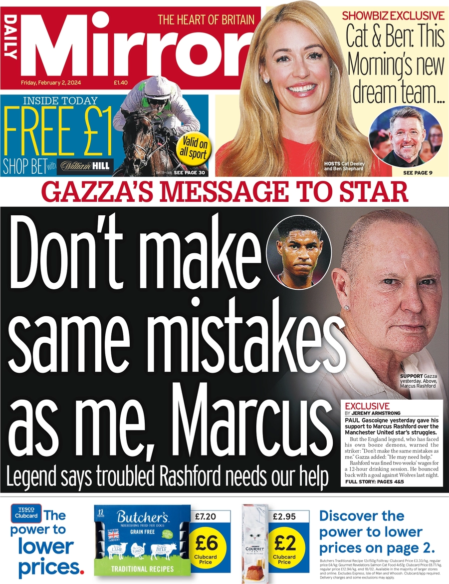 Daily Mirror - Gazza’s message to star: Don’t make same mistakes as me Marcus  