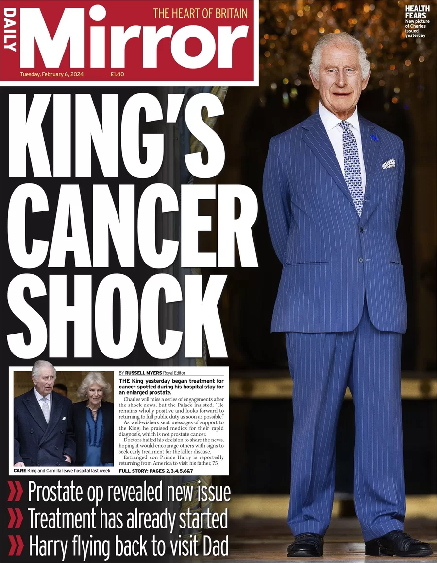 Daily Mirror - King’s cancer shock 