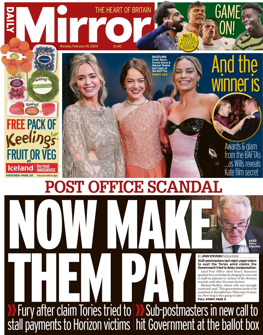 Daily Mirror - ‘Post Office Scandal: Now Make Them Pay’