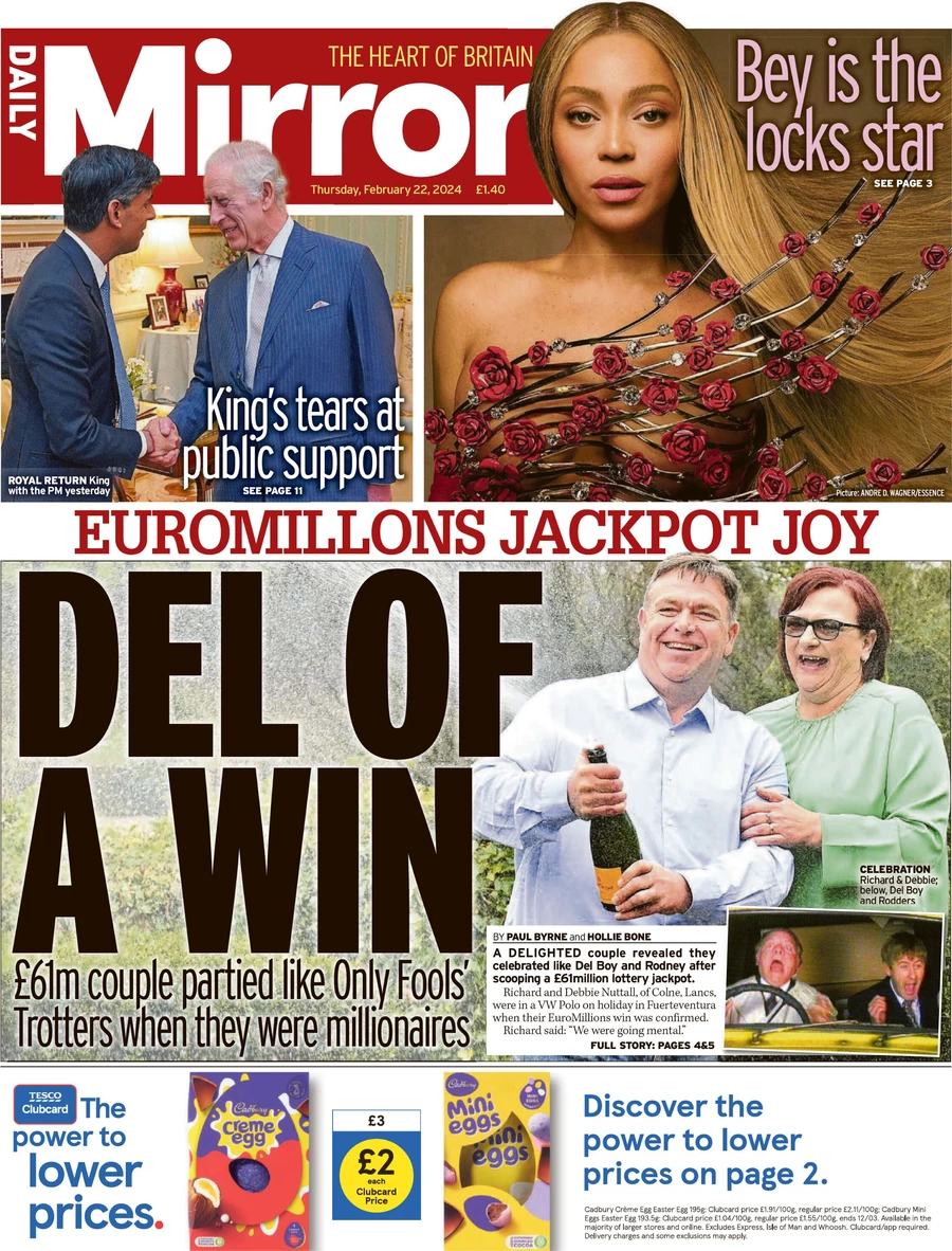 Daily Mirror - Euromillion jackpot joy: Del of a win 