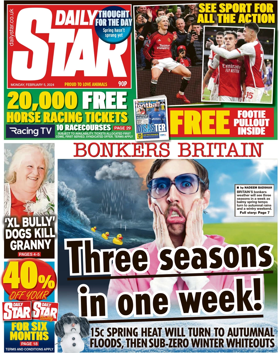 Daily Star - Bonkers Britain: Three season in one week
