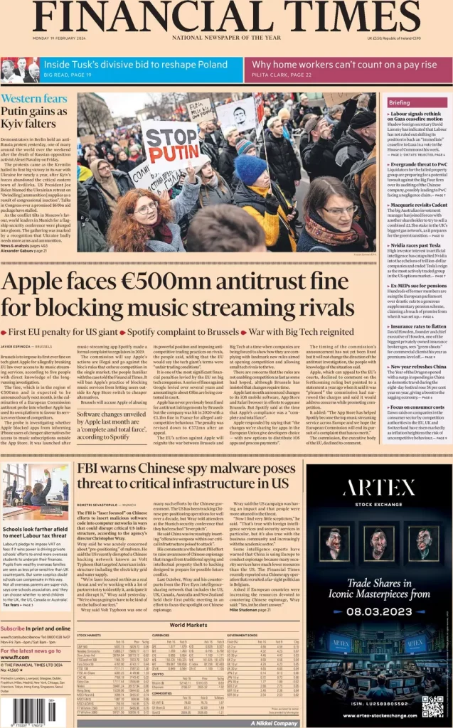 Apple faces 500m euro antitrust fine for blocking music streaming rivals Apple faces 500m euro antitrust fine for blocking music streaming rivals