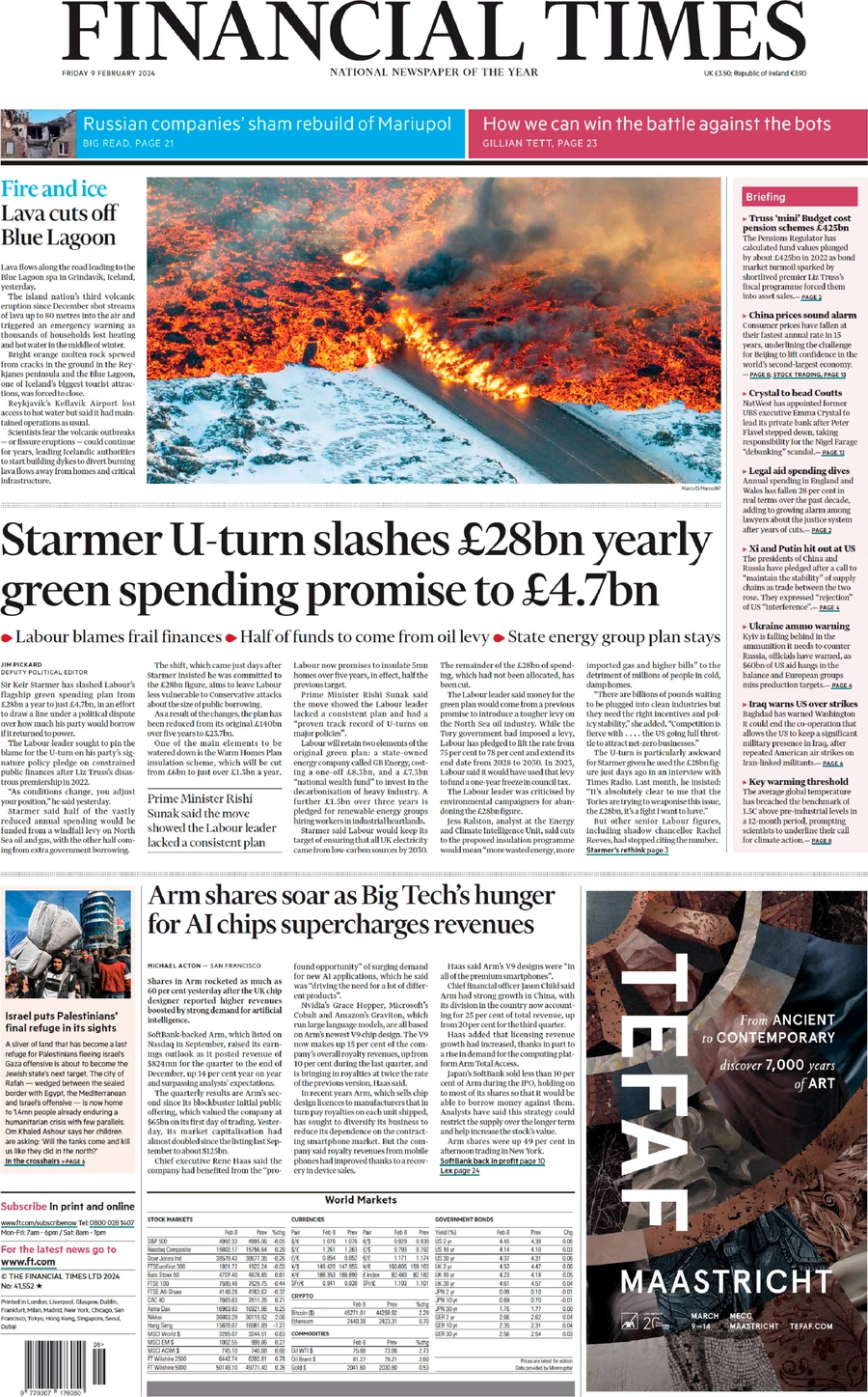 Financial Times - Starmer U-turn slashes £28bn yearly green spending promise to £4.7bn 