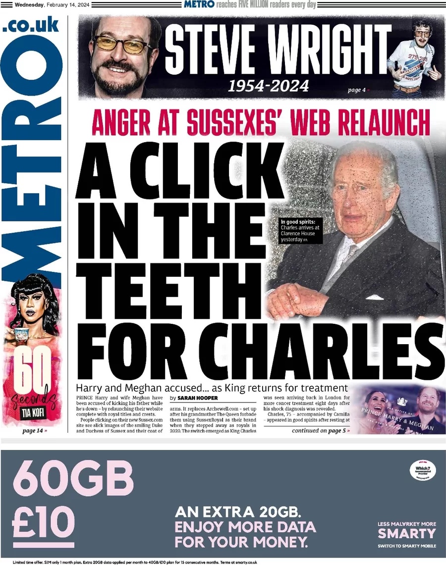 Metro - A click in the teeth for Charles