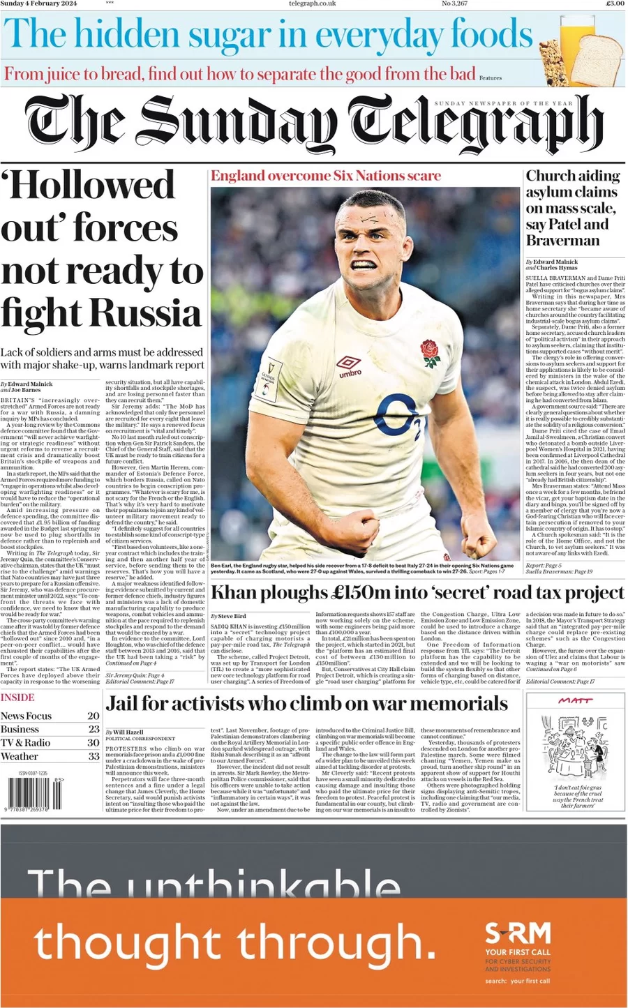 The Sunday Telegraph – ‘Hollowed out’ forces not ready to fight Russia