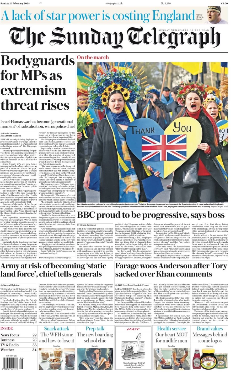 The Sunday Telegraph - Bodyguards for MPs as extremism threats rise