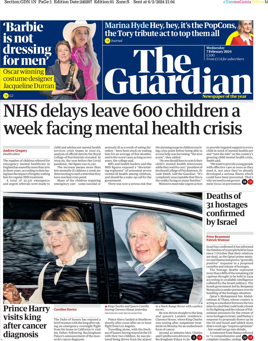 The Guardian - NHS delays leave 600 children a week facing mental health crisis 