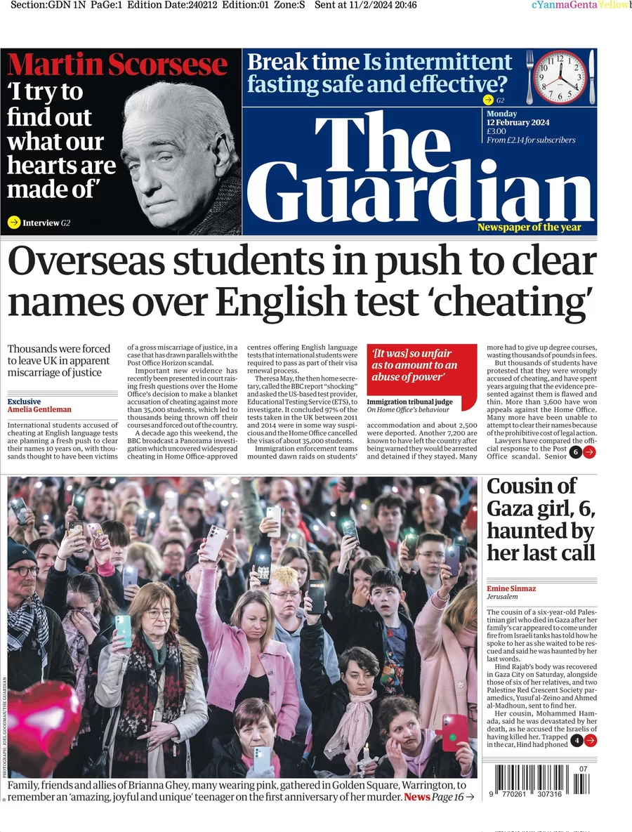 The Guardian - Oversea students in push to clear names over English test ‘cheating’