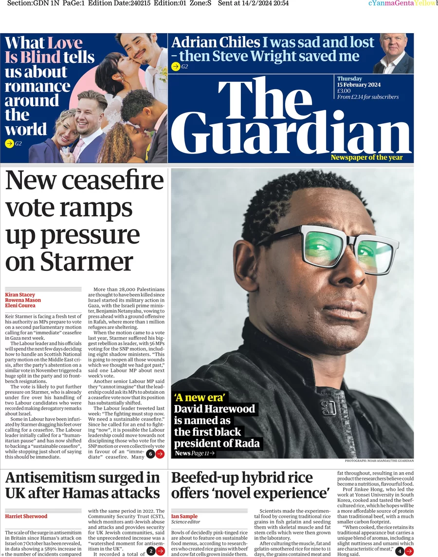 The Guardian - New ceasefire vote ramps up pressure on Starmer 