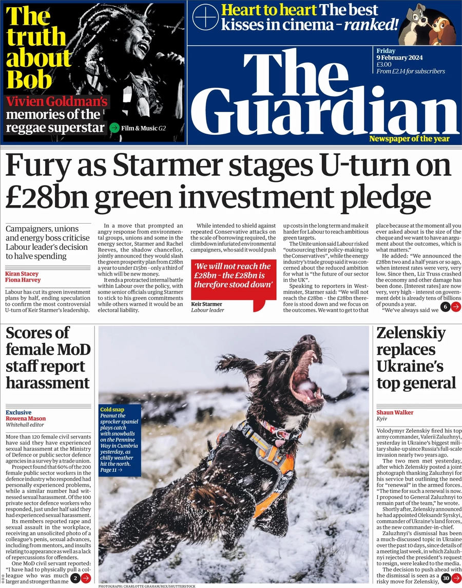 The Guardian - ‘Fury as Starmer stages U-turn on £28bn green investment plan’