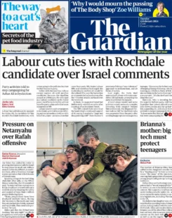 The Guardian – Labour cuts ties with Rochdale candidate over Israel comments 