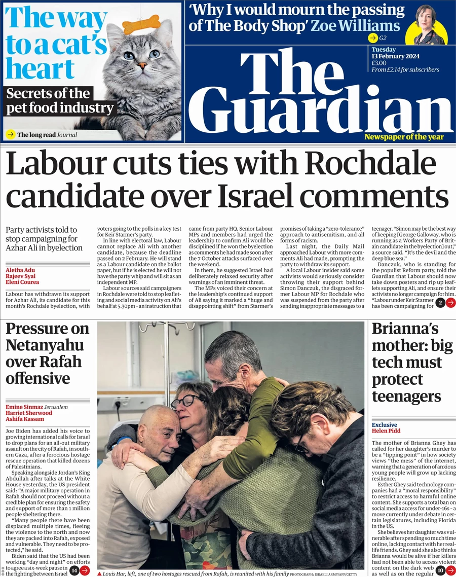 The Guardian - Labour cuts ties with Rochdale candidate over Israel comments 