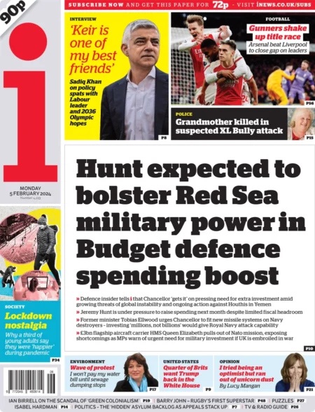 The i - Hunt expected to bolster Red Sea military power in Budget defence spending boost  