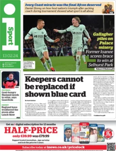 Goalkeepers shown Blue Card cannot be replaced
