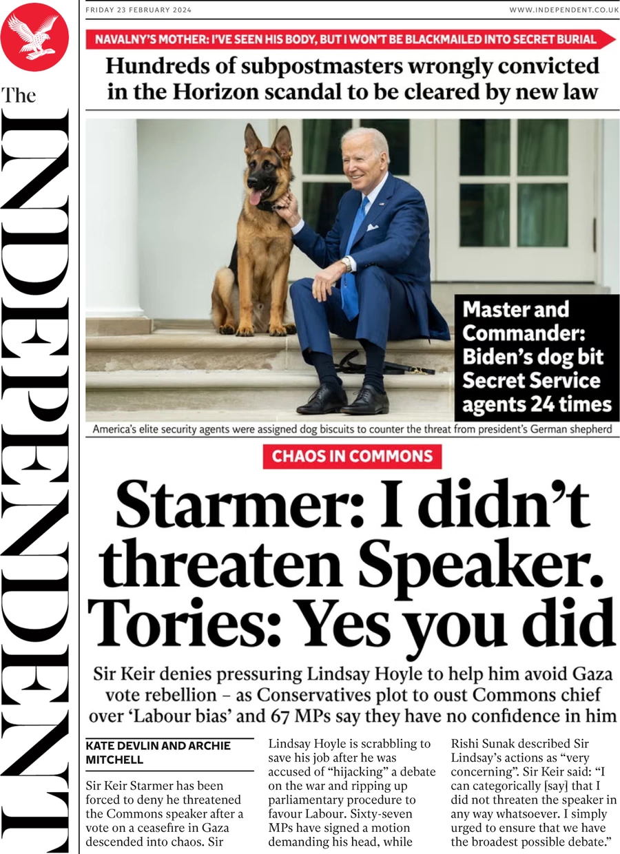 The Independent - Starmer: I didn’t threaten Speaker. Tories: Yes you did. 
