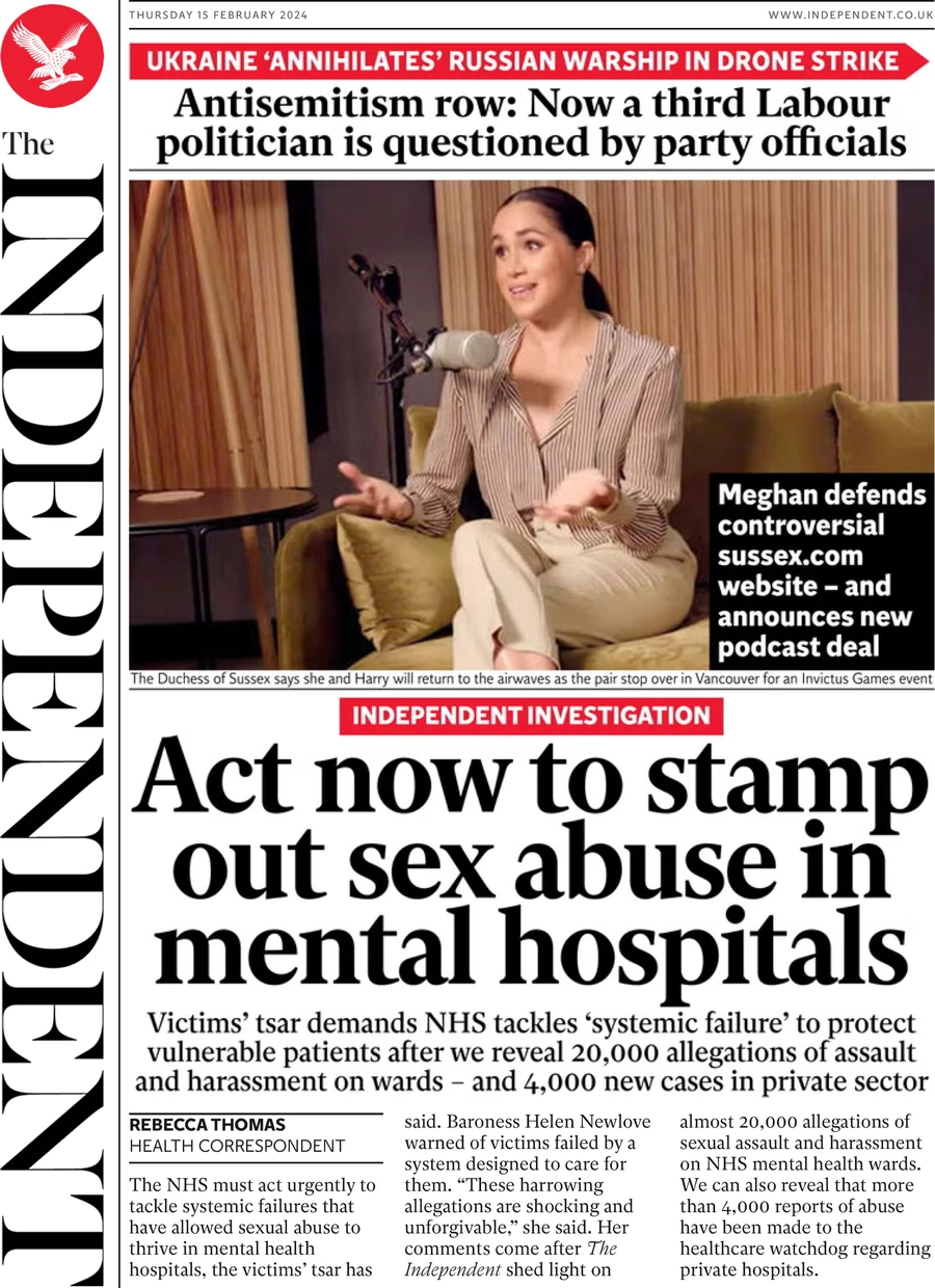 The Independent - Act now to stamp sex abuse out of mental hospitals 