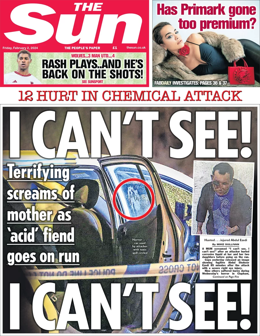 The Sun - 12 hurt in chemical attack: I can’t see