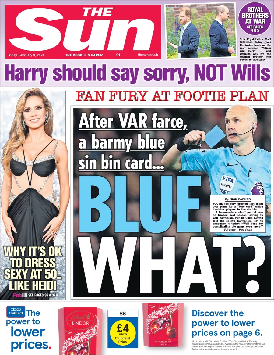 The Sun - ‘Fan Fury at Football plan: Blue What?’