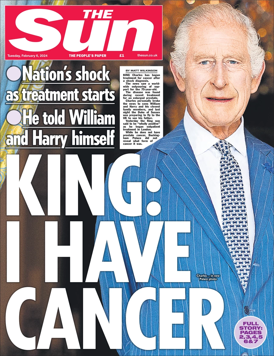 The Sun - King: I have cancer 